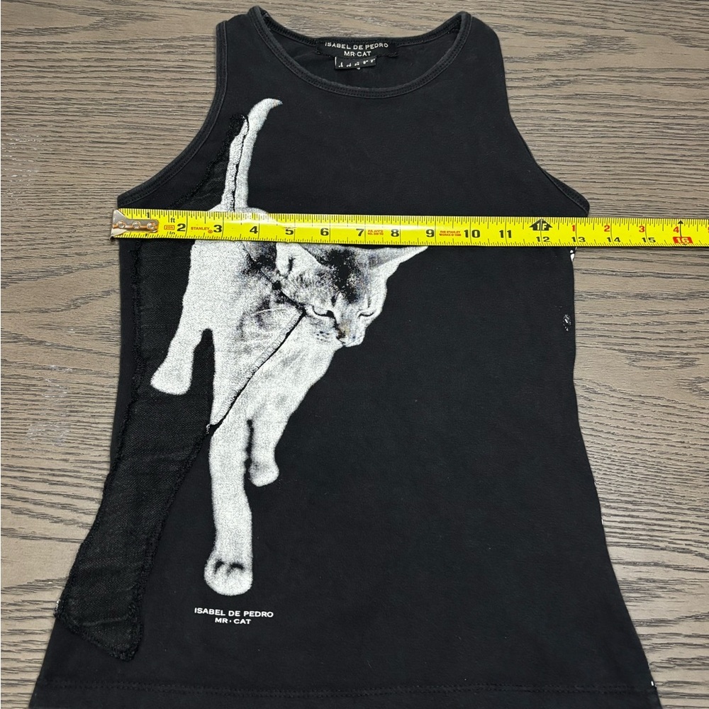 Vintage Isabel de Pedro MR CAT Tank Top Basque Text Linen Avant Art Top XS - Picture 5 of 6